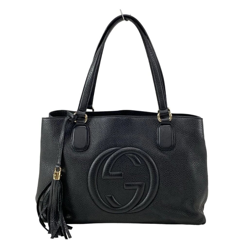 GUCCI Soho Black Leather Tote Bag 815-070325